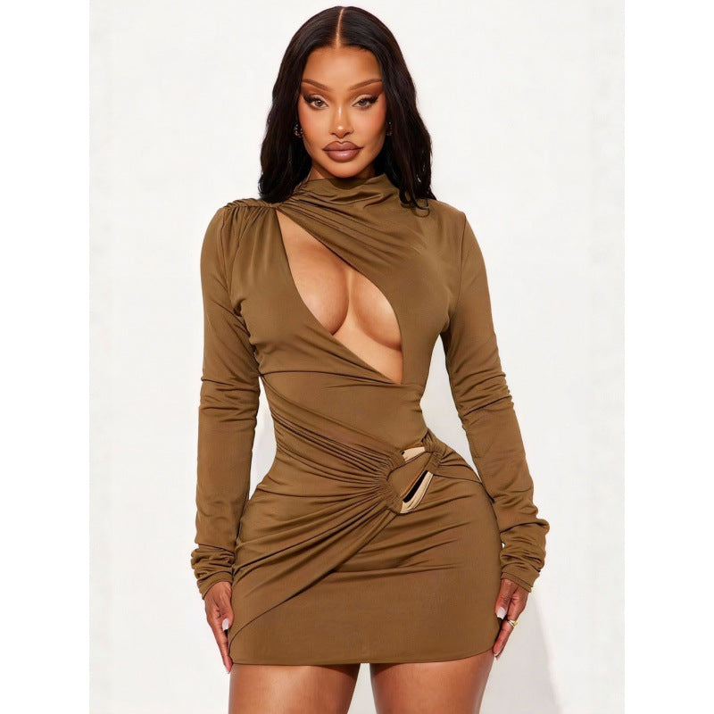 Damen Enganliegendes Minikleid mit raffiniertem Wickeldesign und tiefem Ausschnitt Skovae