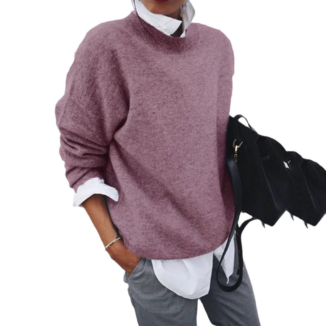Kvinder hyggelig rund hals sweater lavet af fint strikket blanding Stilla