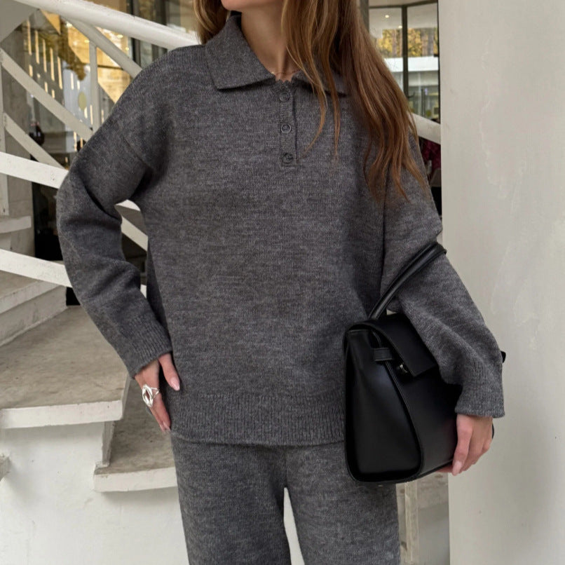 Kvindernes strikkede lounge wear sæt med elegant snit og behageligt blødt materiale Stilla