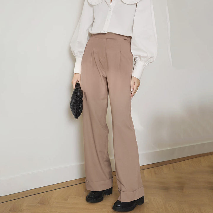 Dame bred Culotte-bukser med elegante folder og høj talje Stilla