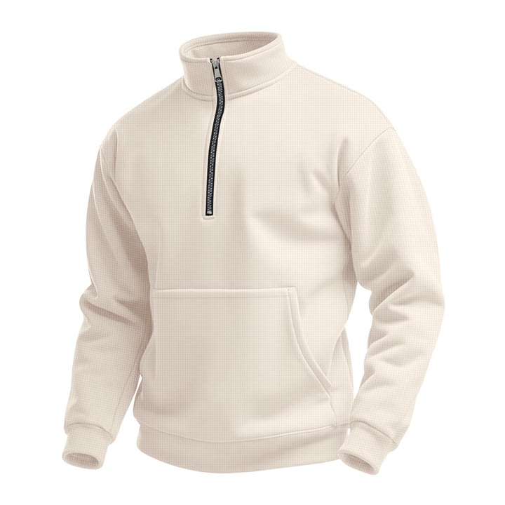 Herrer fleece-pullover med stålkrave og lynlås Stilla