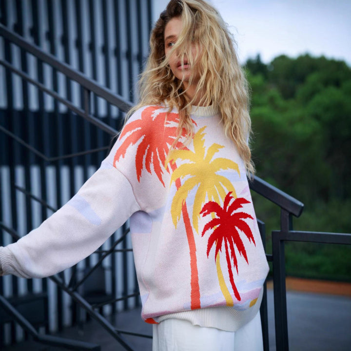 Kvinders Urban Sweatshirt med iøjnefaldende palme design Stilla