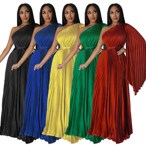 Dame Maxi-kjole med asymmetrisk One-Shoulder-design og elegant drapering Stilla