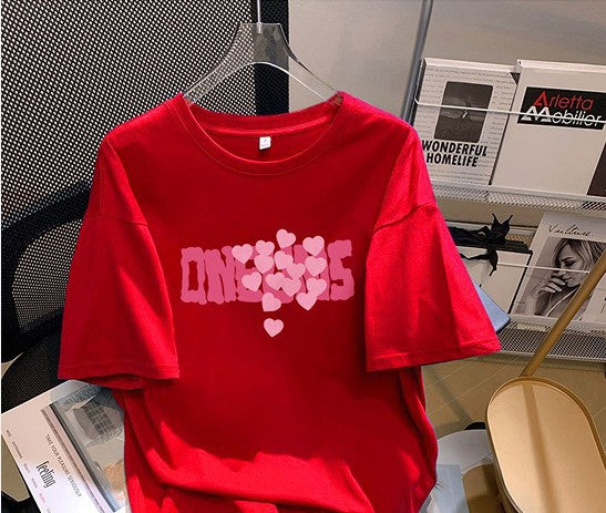 Dame Grafik T-shirt med kreativt hjerte-design Stilla