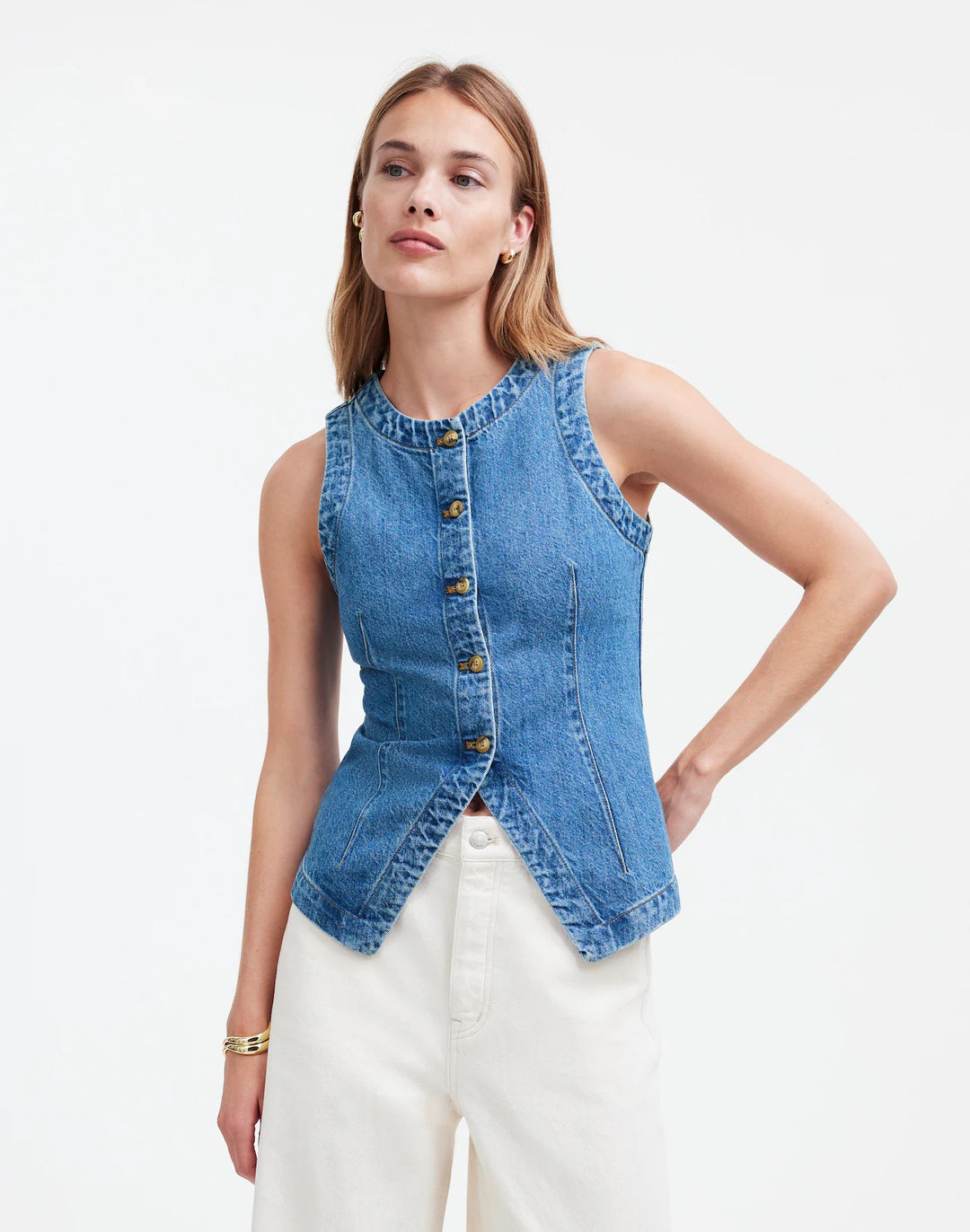 Damejeansvest i elegant snit Stilla