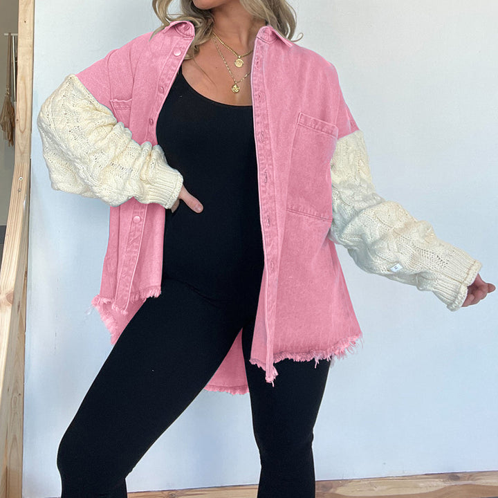 Dame Oversized Skjorte med Strikærmer Stilla