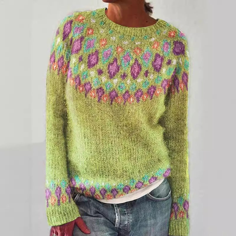 Kvindernes strikkede sweater med levende mønster og behagelig pasform Stilla