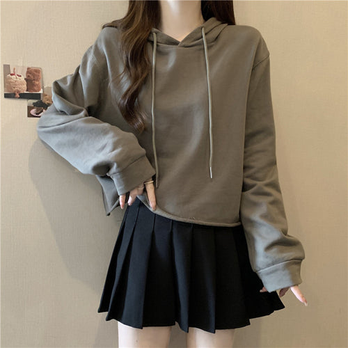 Femme Crop-Hoodie med justerbare snore Stilla