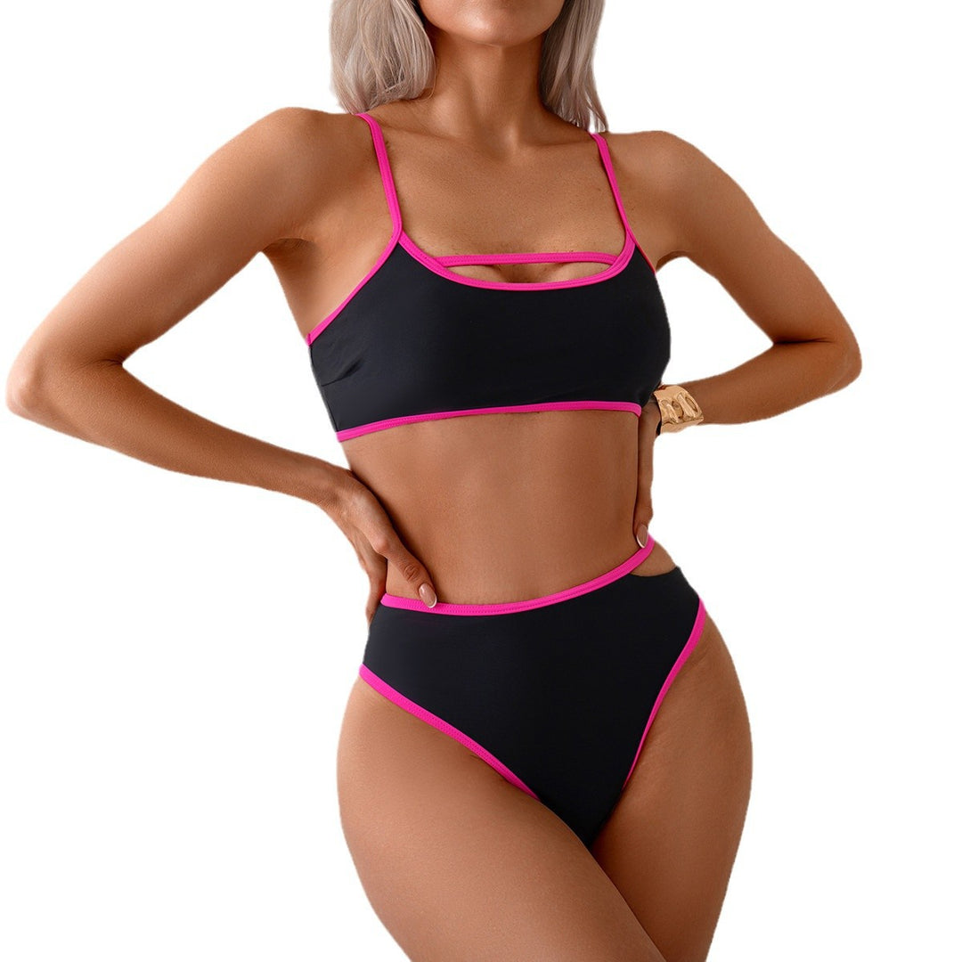 Damebikini med høj snit og sporty detaljer Stilla