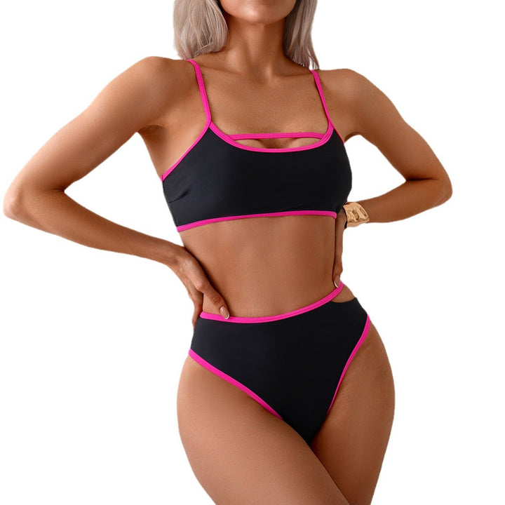 Damebikini med høj snit og sporty detaljer Stilla