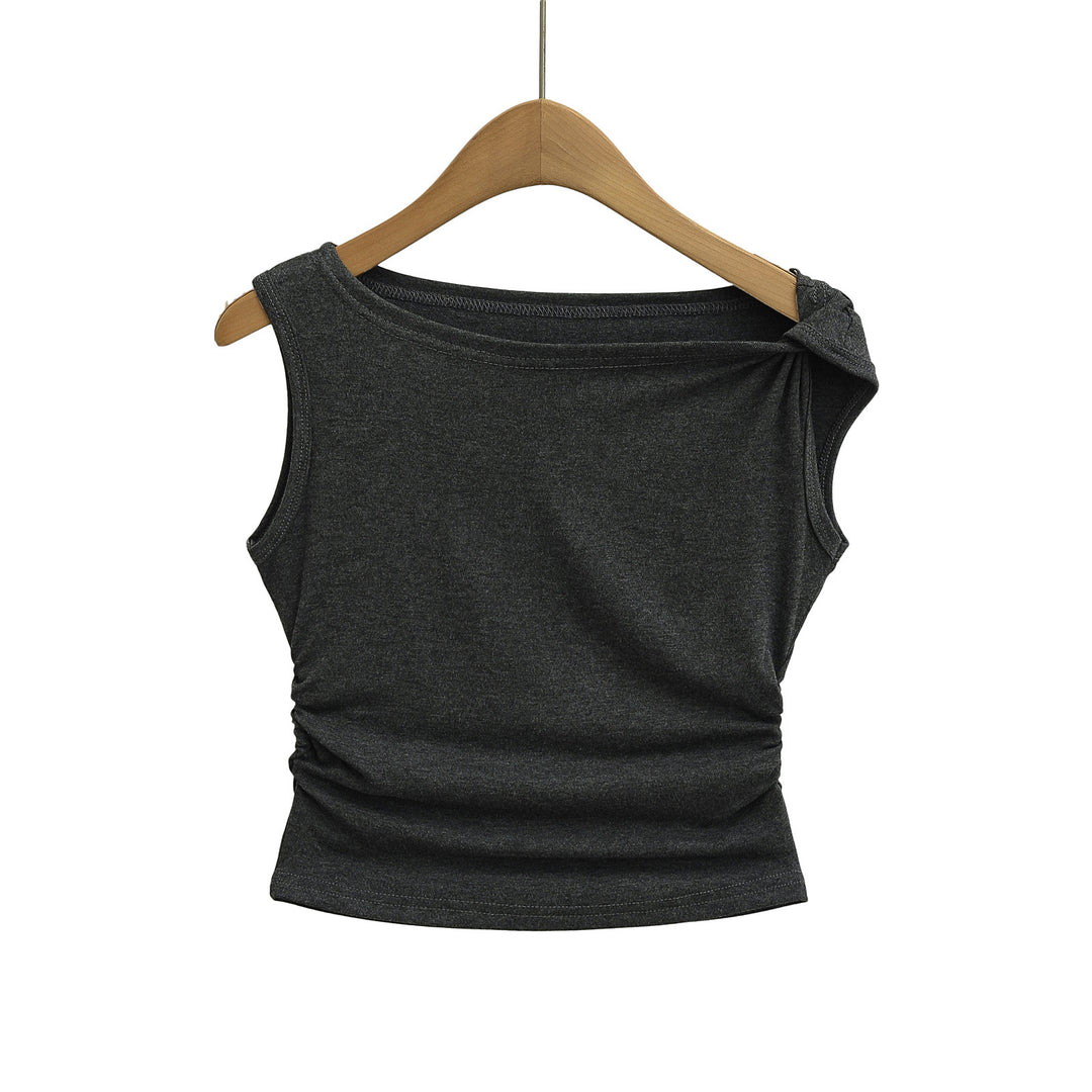 Dame ærmeløs tanktop med elegant indpakningsdesign og fin ribstruktur Stilla
