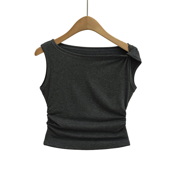Dame ærmeløs tanktop med elegant indpakningsdesign og fin ribstruktur Stilla