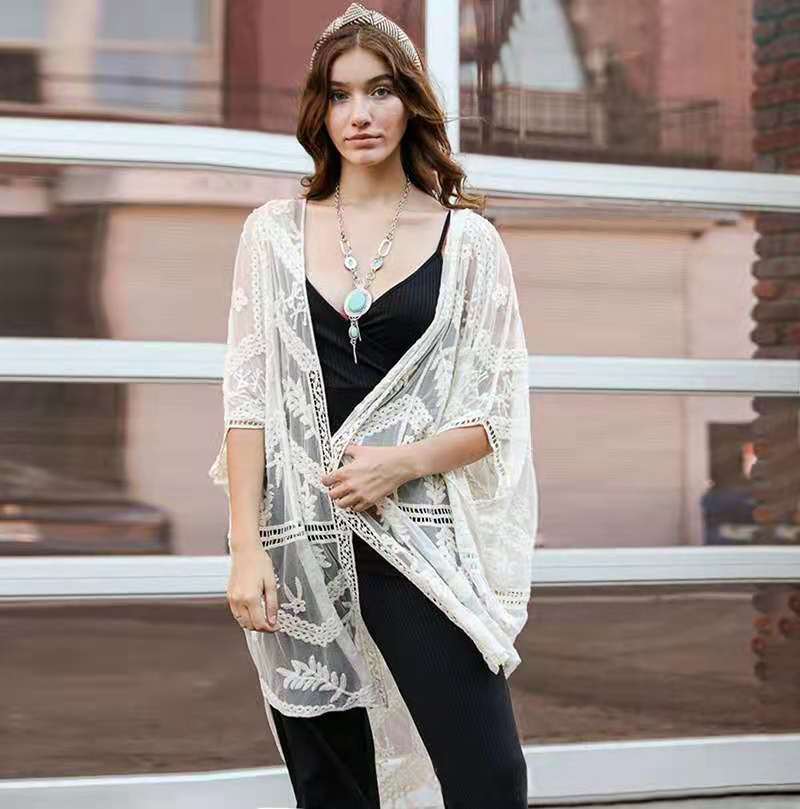 Dame Elegant og luftig Hæklet kimono Stilla