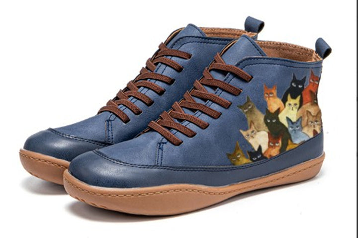 Dame High-Top Sneakers med unikt katte design Stilla