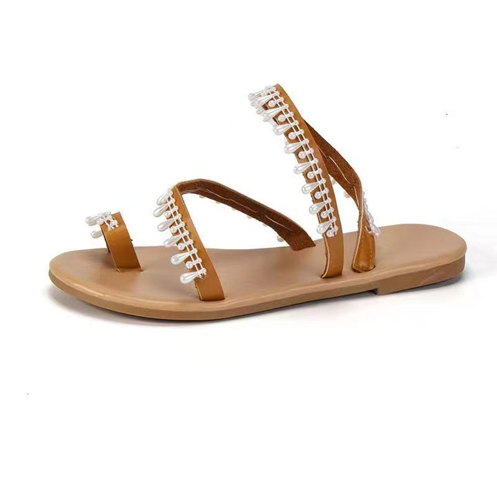 Dame sandaler med dekorativ perlesnøring Stilla