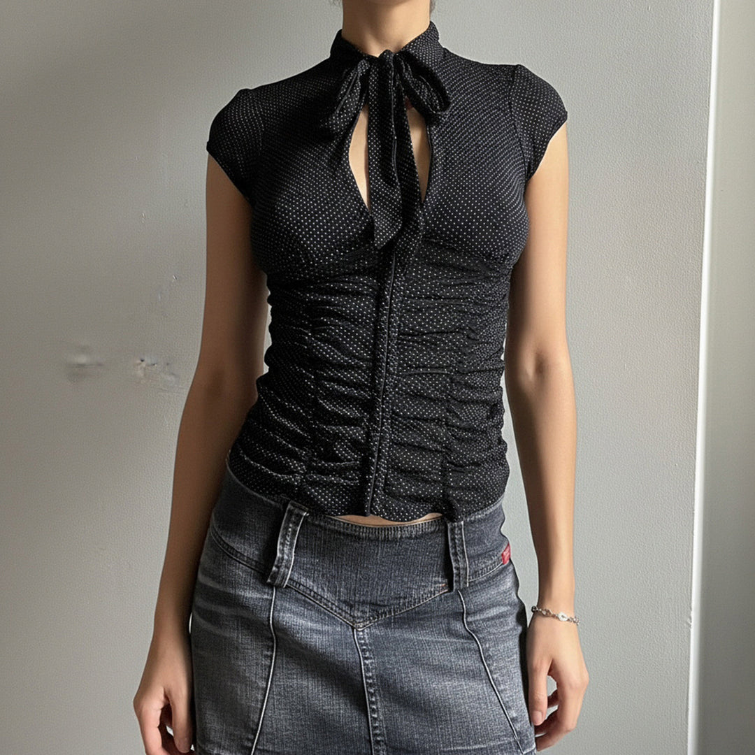 Damer Elegant Ruffle shirt med flot bånd Skovae