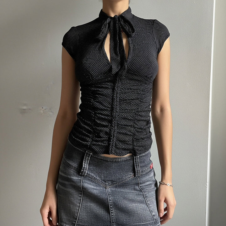 Damer Elegant Ruffle shirt med flot bånd Skovae