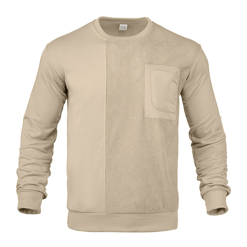 Herren nan struktureret sweatshirt med brystlomme og ribbet frontpanel Skovae