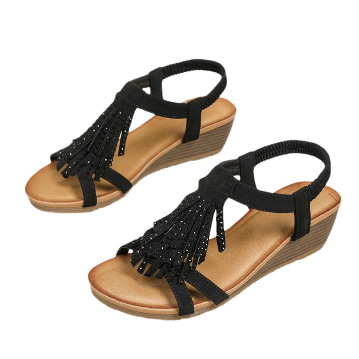 Dame komfortable sandaler med frynser og glimmer Stilla