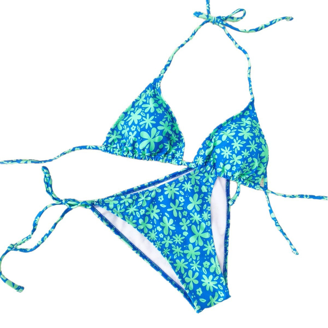 Dame Triangel-Bikini med blomsterdesign Skovae