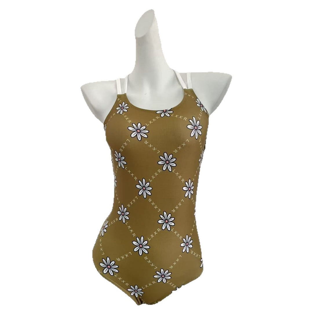 Dame one-piece badedragt med blomsterprint og justerbare stropper Skovae