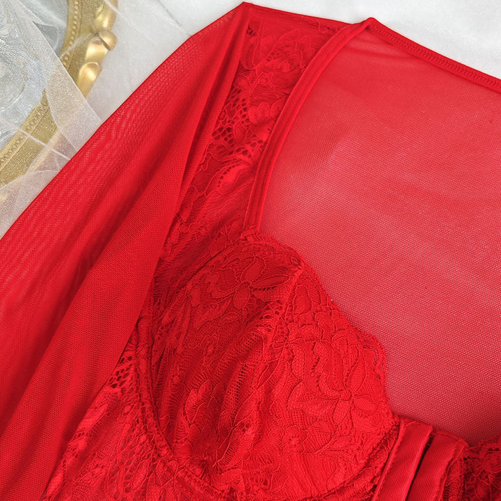 Dame spids-bustier med detaljeret mesh og elegant lynlås Stilla