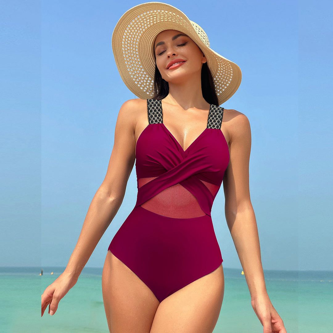Dame Onepiece Badedragt med stilige Mesh-elementer Skovae
