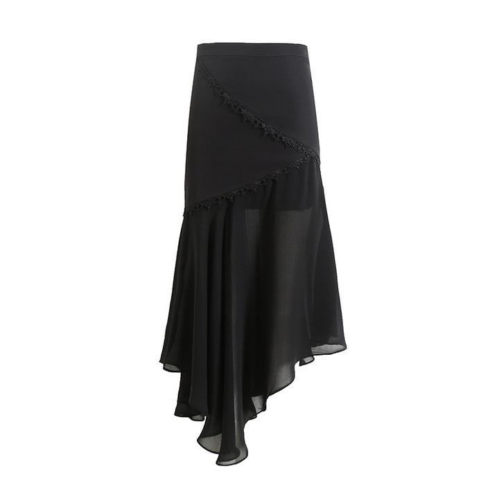 Dame Elegant Nederdel med asymmetrisk kant og spids dekoration Stilla