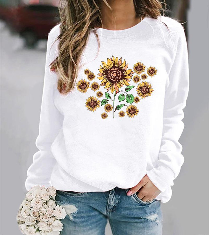 Kvinders sweatshirt med florale solsikke motiver og behagelig pasform Stilla