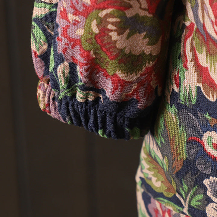 Stilla | Lang Vintage Frakke Med Blomsterprint