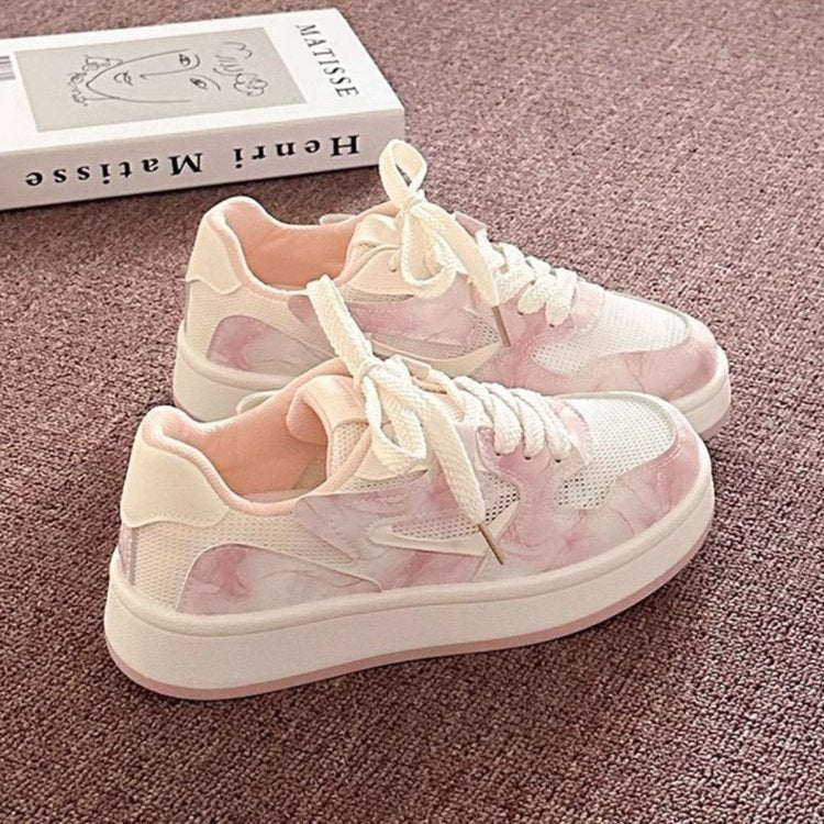 Dame Sneakers med åndbart overmateriale og detaljeret marmorert design Stilla