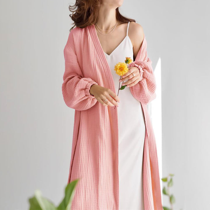 Dame Kimono-Robe med elegante lange ærmer og taljerbar bælte Stilla
