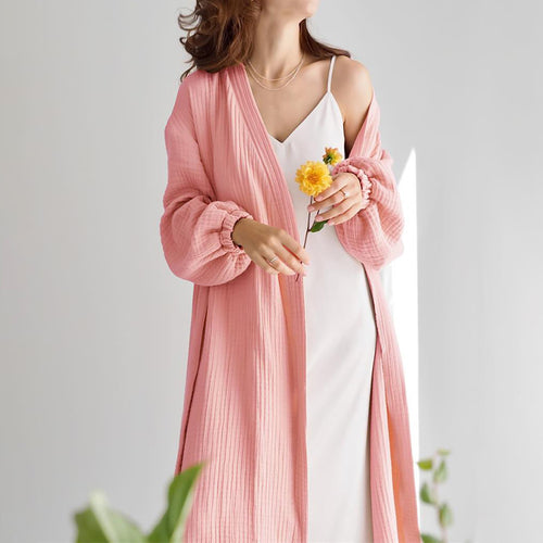 Dame Kimono-Robe med elegante lange ærmer og taljerbar bælte Stilla