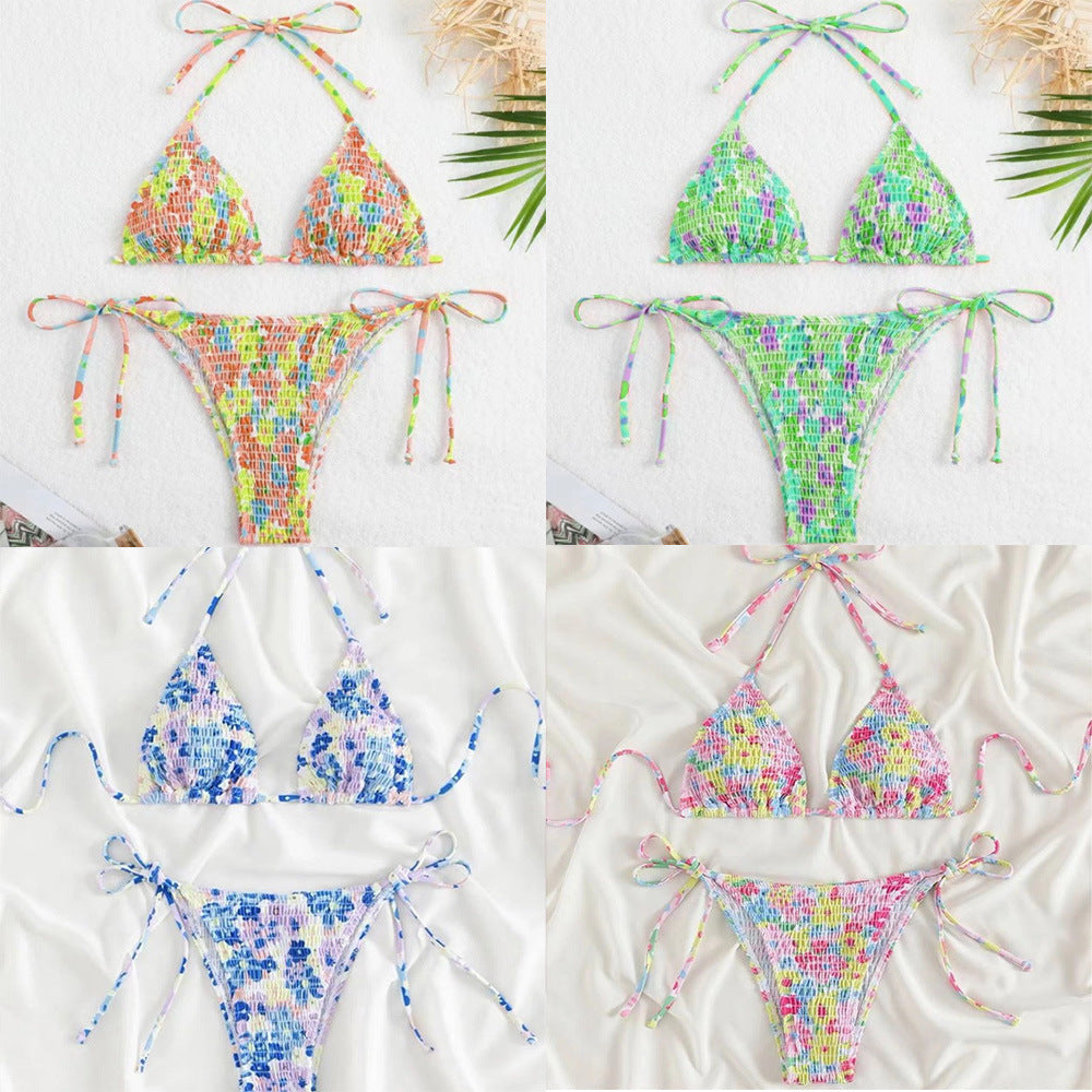 Dame Triangel-Bikini-Sæt med justerbare bindebånd og elastisk stof Stilla