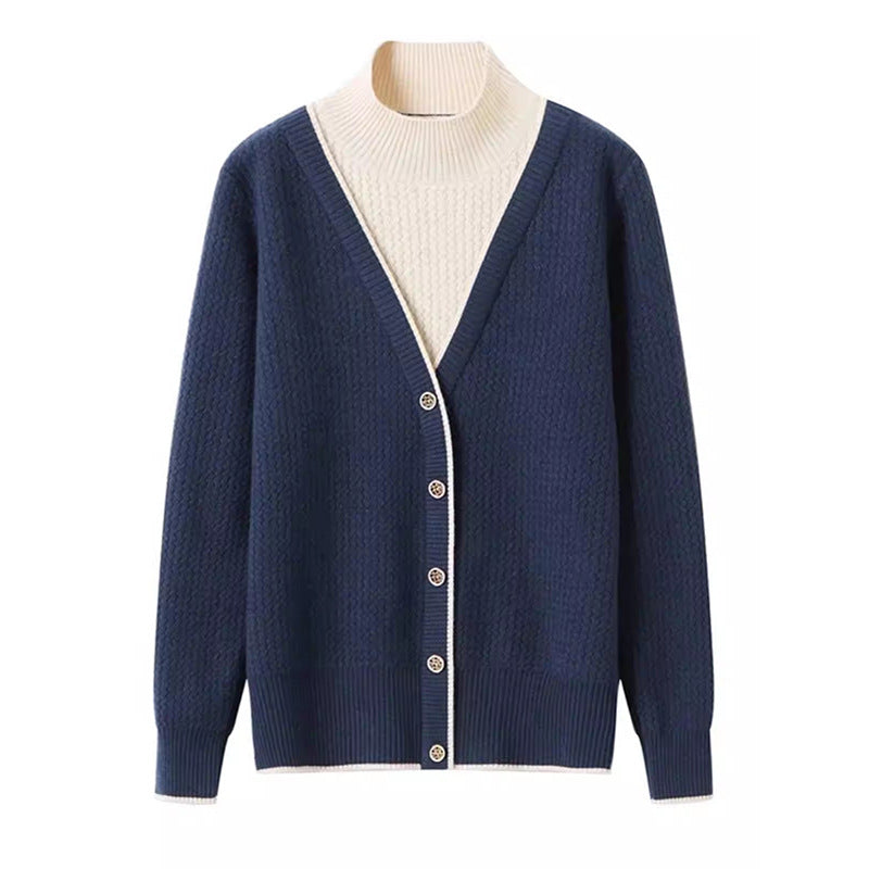 Dame strikjakke med elegant knaplukning og struktureret design Stilla