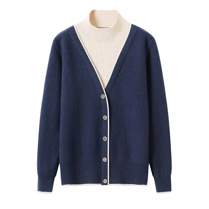 Dame strikjakke med elegant knaplukning og struktureret design Stilla