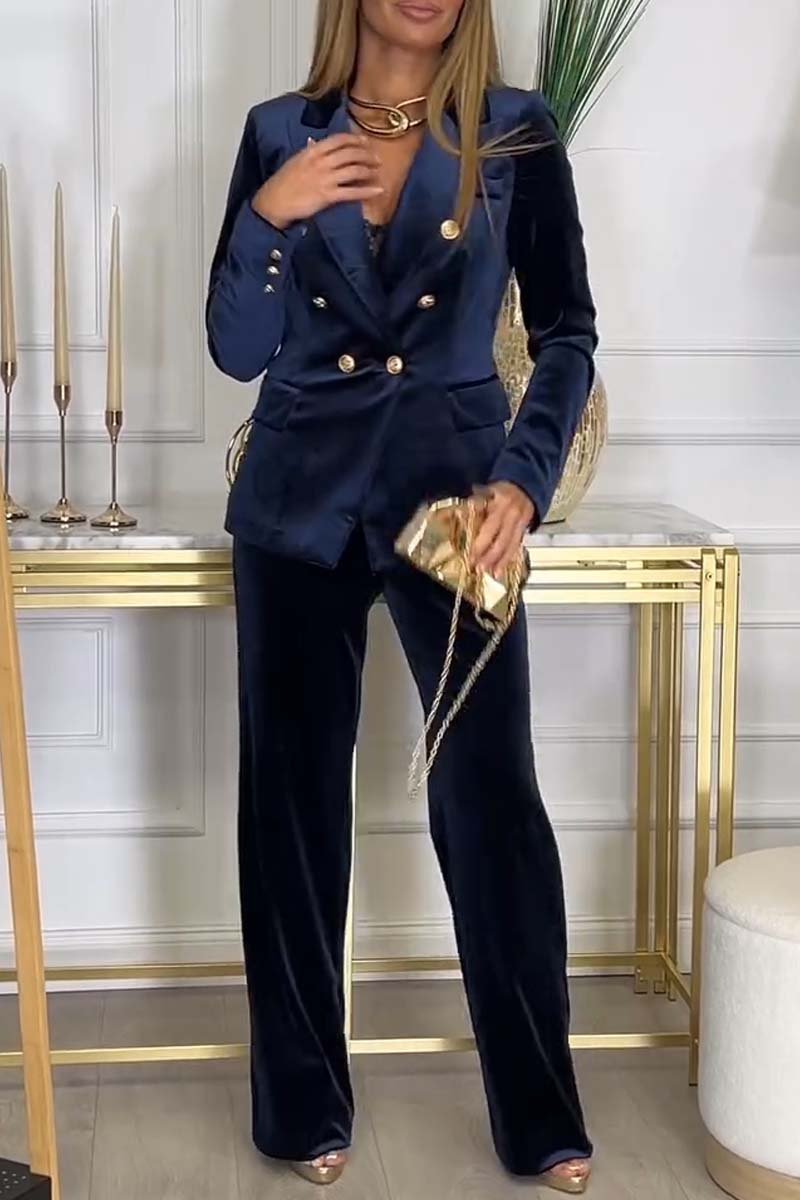 Qvinder Samt Blazer og Bukser i elegant snit Stilla