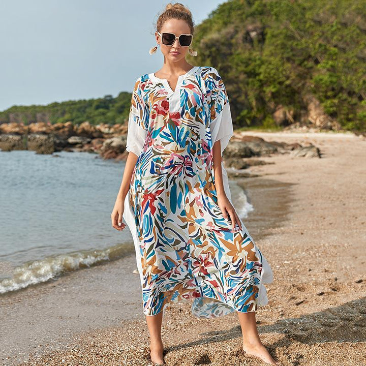 Damer elegant strandkjole med moderne flora mønster Stilla