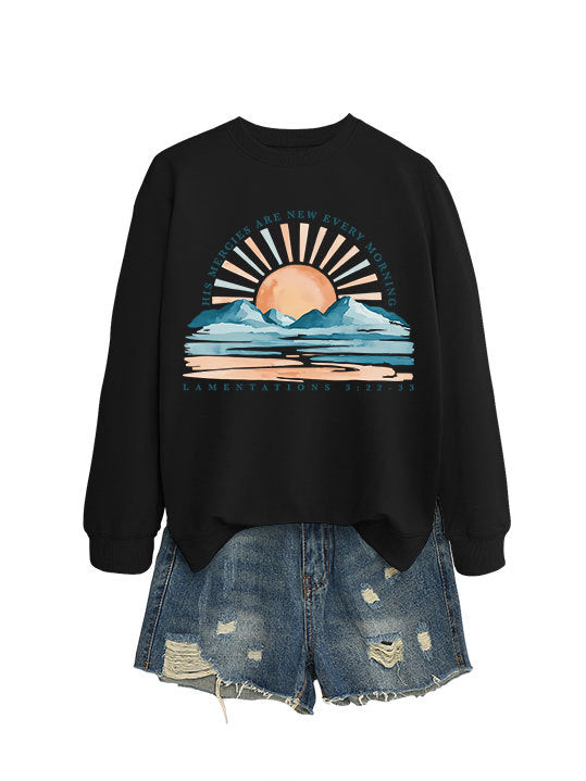 Dame sweatshirt med inspirerende solopgang design og afslappet pasform Stilla