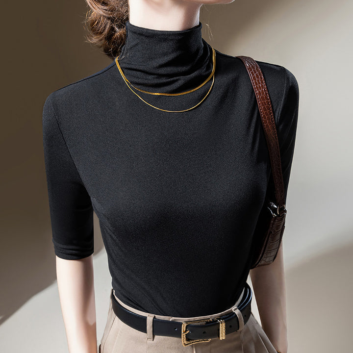 Dame Langærmet skjorte med moderne stålkrave og elegant drapering Stilla