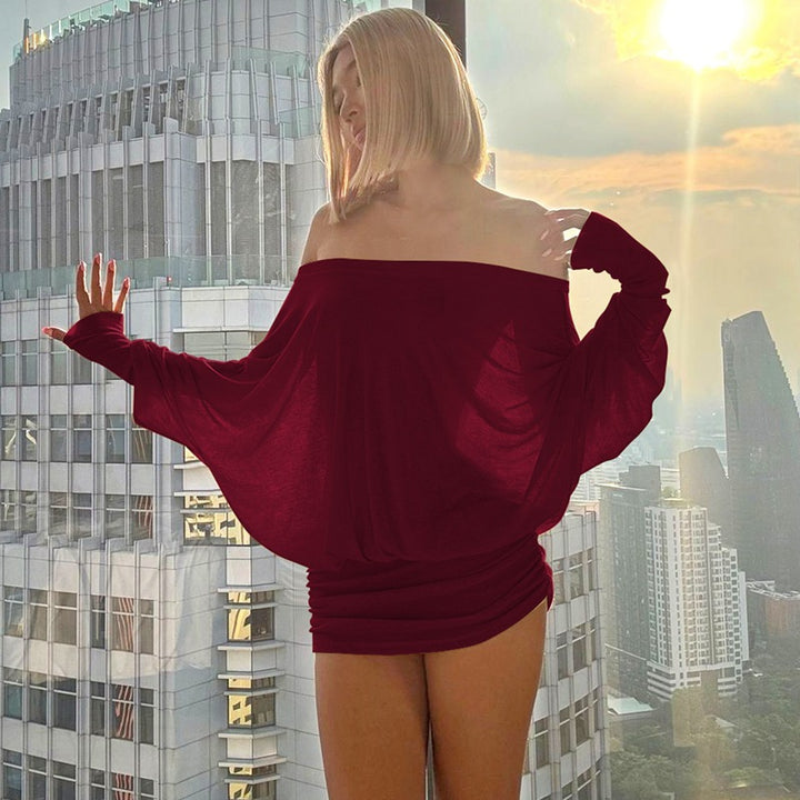 Dame Off-Shoulder Minikjole med afslappet snit og blødt materiale Skovae