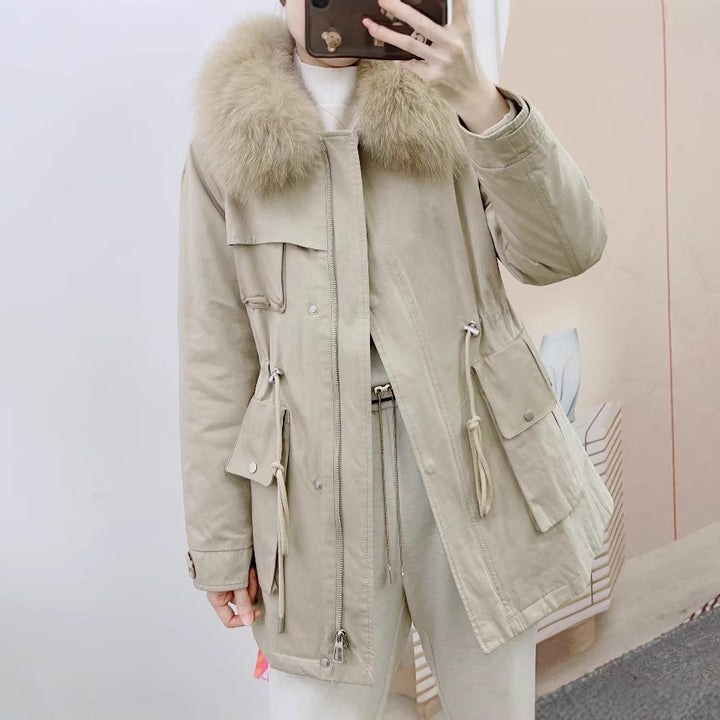 Dame overgangsjakke med aftagelig kunstpelskrave og praktiske lommer Stilla