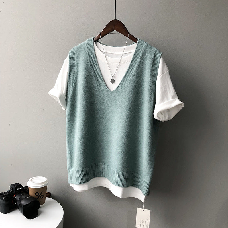Dame ærmeløs V-Pullover i blødeste cashmere-blanding med elegant snit Stilla