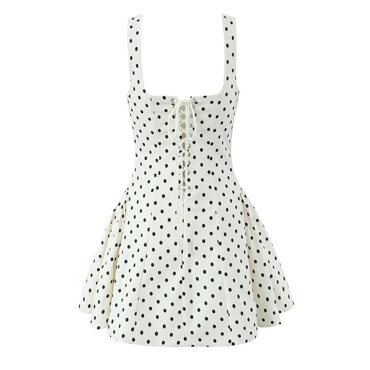 Dame legende sommerkjole med polka-prikker og udskilt nederdel Stilla