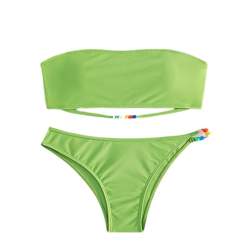 Dame bandeau-bikini-sæt med justerbart design og farverige detaljer Stilla