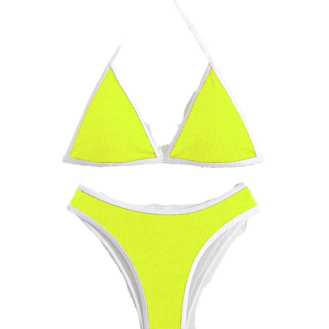 Dame Triangel-Bikini-Sæt med raffineret strukturdesign og justerbare stropper Stilla