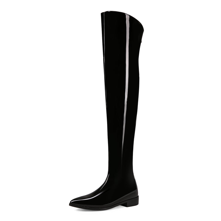 Femme Over-the-Knee Skinnende Flade Støvler Stilla