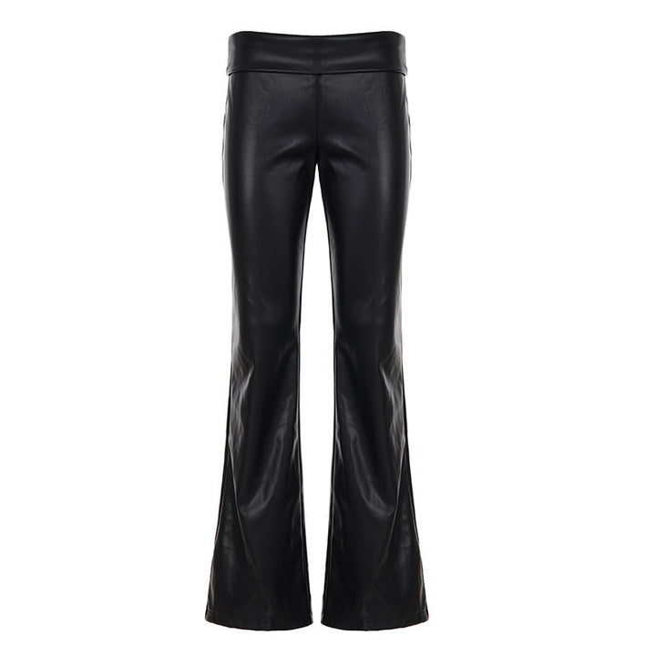 Damen Elegante Kunstlederhose mit transparenten Spitzenakzenten Skovae
