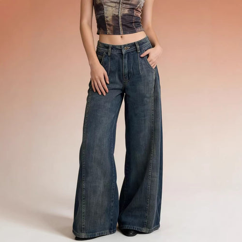 Dame løse denimjeans med høj talje og klassisk snit Skovae