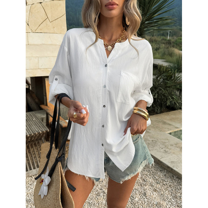 Damen Lässiges Oversized-Hemd mit Knopfdetail Skovae